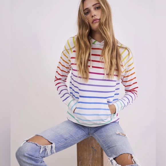 NWT Stripe and Stare Rainbow Hoodie - Picture 9 of 9
